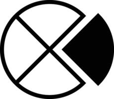 Abstract circular graphic with intersecting lines and a solid black segment representing a pie chart slice vector