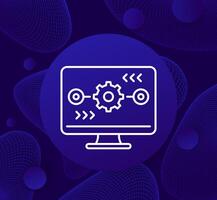 Operation icon with computer, linear design vector