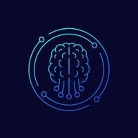 neuroscience icon with a brain, linear design vector
