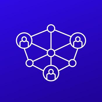 blockchain los usuarios o comunidad icono en lineal estilo vector