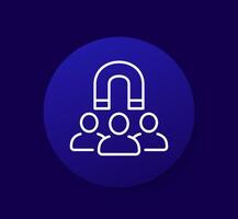 retention icon, magnet and users line vector
