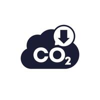 carbon emissions reduction icon, reducing co2 footprint pictogram on white vector