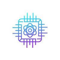 Quantum computing line icon, vector