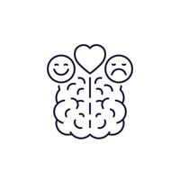 emotional intelligence line icon with a brain vector