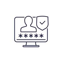 secure login, access with password line icon vector