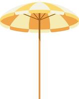 Beach umbrella in flat design. Summer sunshade striped parasol in sand. Hand drawn simple illustration. vector