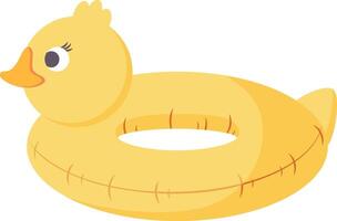 Inflatable duck for swimming pool and beach. Hand drawn simple illustration. vector