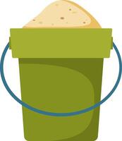 Plastic bucket with sand. Children's toy for the sandbox. Hand drawn simple illustration. vector