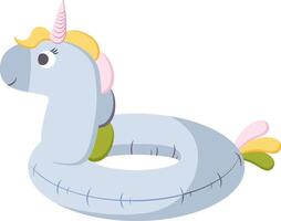 Inflatable unicorn for swimming pool and beach. Hand drawn simple illustration. vector