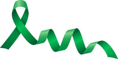 Green abstract shiny ribbon with long strip line for health template vector