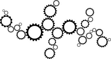 Gears connecting together in black template for background, banner, different size gears rotating like team, business vector