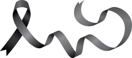 Black ribbon with long strip wave template for funeral, events vector
