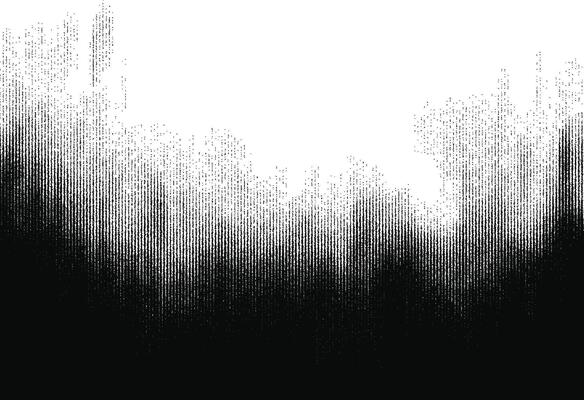 Halftone texture with vertical black lines fading into white. Smooth transition and abstract atmosphere. Dotted grunge photocopy and old print effect.
