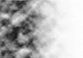 Halftone warped wave pattern with black dots. Abstract distortion texture with transition to white. vector