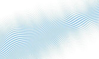 Wave pattern with flowing blue lines and halftone details on white background. Abstract digital design with smooth dynamic flow. vector