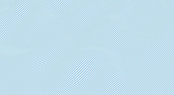 Wavy blue lines flowing abstract background. Smooth dynamic optical illusion with uniform light tones.
