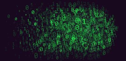 digital binary code background with glowing green numbers. Floating 0s and 1s cyber, futuristic data stream effect, technology backdrop. vector