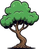 Green leafy tree with twisted trunk illustration for nature and environment design vector