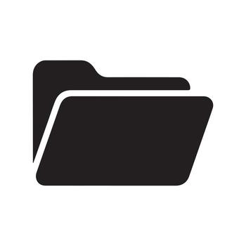 Black open folder icon on white background file document vector