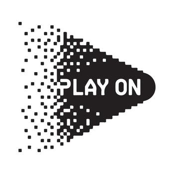 Black play button dissolving into pixels media vector