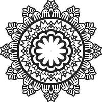 Intricate black and white mandala design with floral petals and vector