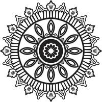 Intricate black and white mandala design with floral petals and geometric patterns vector