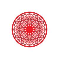 Intricate red mandala design with radial symmetry and floral elements vector