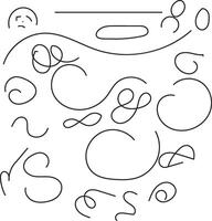 Collection of abstract black line art doodles and flourishes on a white background vector