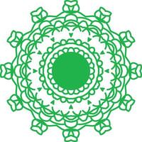 Intricate green circular floral mandala design with central green circle vector
