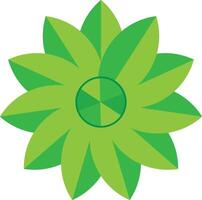 Abstract green flower with geometric center on white background vector