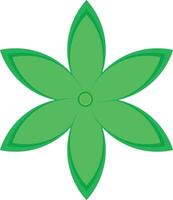 Stylized green flower with six petals and a central circle vector