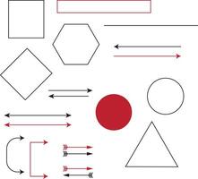 Collection of geometric shapes and arrows for flowcharts and diagrams vector