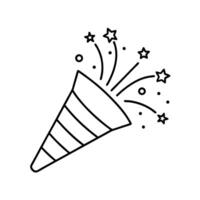 Party Popper Outline Line Art Vectors Image