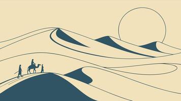 Minimalist Desert Caravan Journey vector