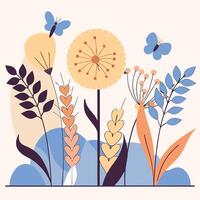 Abstract Nature Flat Design Illustration with Flowers vector