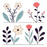 Stylish Botanical Flat Design Elements Collection vector