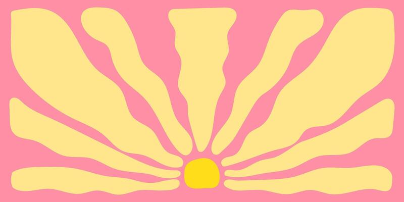 retro sun with wavy lines in groovy vintage design