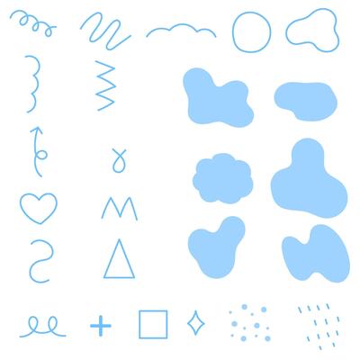 abstract line and shape elements in minimal blue