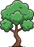 Green leafy tree with brown trunk cartoon style illustration natural environment design vector