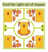 Logic puzzle for kids. Find the correct set of cartoon animal. vector