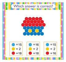 Math activity for kids. Find the correct answer. Cartoon house vector