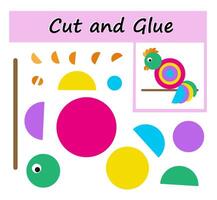 Educational paper game for kids. Cut parts of the image and glue on the paper. DIY worksheet. vector