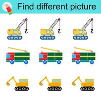 Logic game. Find different picture. vector