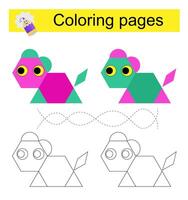 Go through the maze and color an animal according to the pattern. vector