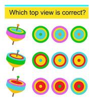 Educational game for kids. Need to find the top view for every whirligig. vector
