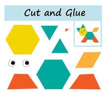 Cut parts of the image and glue on the paper. DIY worksheet. Cartoon animal. vector