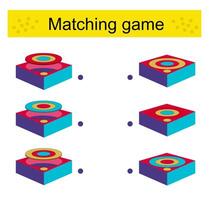 Matching game. Task for the development of attention and logic. illustration of the boxes. vector