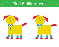 Find 5 differences. Logic puzzle game for kids. Cartoon comic animal. vector