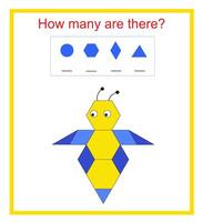 Math activity for kids How many geometric shapes cartoon vector