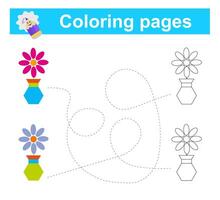 Educational game for children. Go through the maze and color the flower pot according to the pattern. vector